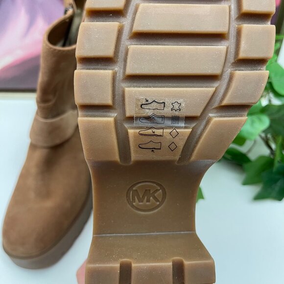 Michael Kors Womens Perry Brown Suede‎ Leather Platform Moto Boots size 8 - Picture 8 of 10